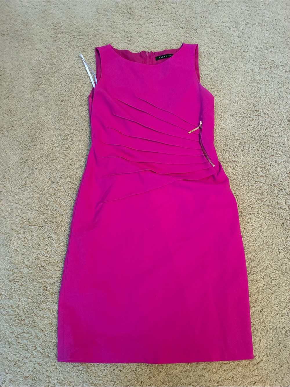 Ivanka Trump Hot Pink Pleated Sheath Dress